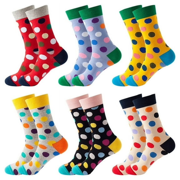 DRASEX 6 Pairs Men's Colorful Dress Socks - Fun Patterned Funky Crew Socks For Men