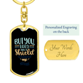 thumbnail image 3 of Shield Around Me Psalms 3:3 Stainless Steel or 18k Gold Premium Swivel Dog Tag Keychain, 3 of 8