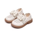 thumbnail image 5 of GiLiling Girls Loafer Flats, Ruffled Trim with Pearl Slip-On Dress Shoes, Embossed Mesh PU Upper Chunky Non-Slip Sole, Princess Style School Footwear (White, 10.5-11 Years), 5 of 7