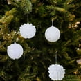 thumbnail image 6 of 12PCS White Christmas Tree Ornaments Set, 8cm Lace Trim Shatterproof Balls with Mixed Designs for Holiday Home Office Party Decorations, 6 of 9