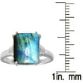 thumbnail image 3 of Sterling Silver with Natural Labradorite Emerald Cut Solitaire Ring, 3 of 3