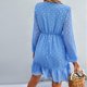 thumbnail image 4 of Vestido casual de manga larga para mujer, vestido lindo con lunares y cintura de encaje con cuello en V agradable para la piel para primavera y otoño, 4 of 6