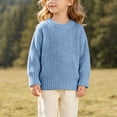 thumbnail image 2 of FRSASU Girls Loose Crewneck Sweaters, Kids Versatile Solid Long Sleeve Chunky Knit Pullover Sweater Tops Blue, 2 of 9
