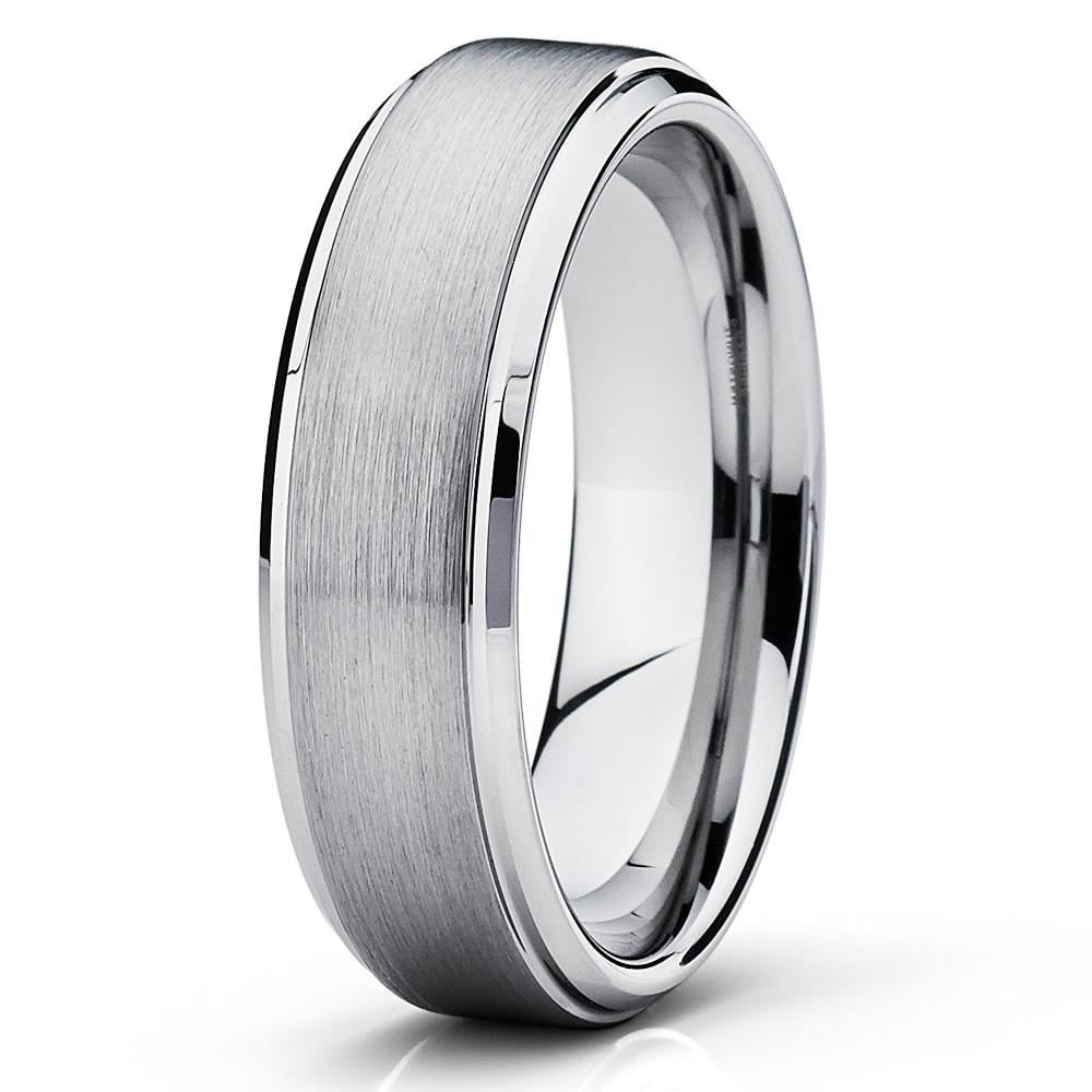 6mm Men's or Ladies Tungsten carbide  Brushed Finish StepEdge Wedding Band Ring 