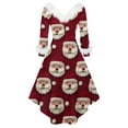 thumbnail image 3 of Christmas Dresses for Women Women's Fashion V-Neck Casual Slim Fit Christmas Print Furry Party Long Sleeve Dress for Festive Occasion,Red,M, 3 of 4
