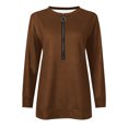 thumbnail image 4 of Yuyuzo Tunic Tops for Women Long Sleeve Pullover Round Neck Half Zipper Solid Color Fall Top Blouses, 4 of 5