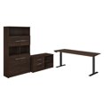 thumbnail image 1 of Bush Business Furniture Bureau Debout de Bureau 500, Hauteur Réglable 72 Po, avec Rangement et Bibliothèque, Noyer Noir, 1 of 7
