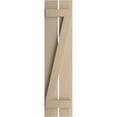 thumbnail image 2 of Ekena Millwork 11 1/2"W x 68"H Rustic Two Board Spaced Board-n-Batten Rough Cedar Faux Wood Shutters w/Z-Board (Per Pair), Primed Tan, 2 of 11