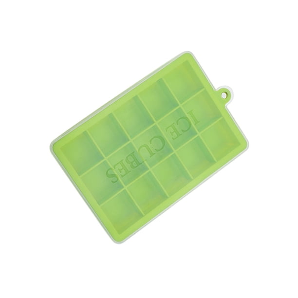 Moldes para bandejas de cubitos de hielo para el hogar con tapa Yuarrent cubos cuadrados reutilizables de silicona congelador Cocina y Comedor Verde