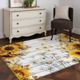 thumbnail image 3 of Area Rugs 2.7'x5', Farmhouse Sunflower Carpet for Living Room Bedroom Dining Room, Vintage Daisy Butterflies Gray Wood Throw Kitchen Rugs Non Slip Washable Rectangle Indoor Outdoor Rugs, 3 of 8