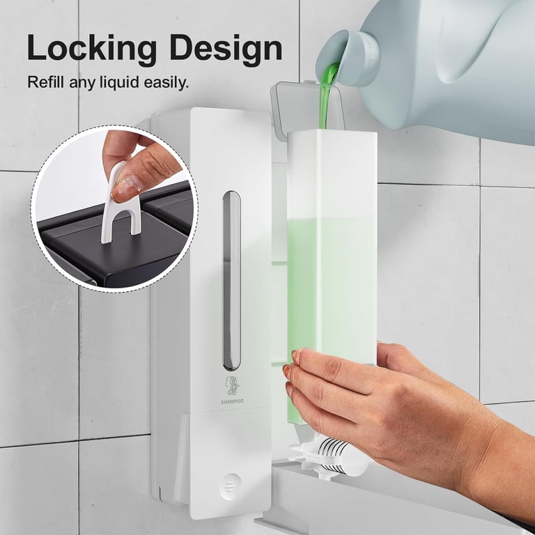 Shampoo and Conditioner Dispenser 2-Chamber Wall-Mounted Shower