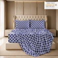 thumbnail image 3 of Lux Decor King Sheets Set 4 Piece - Quatrefoil Pattern, Ultra Soft Polyester Sheet Deep Pocket Fit, Wrinkle Free, Breathable & Fade Resistant OEKO-TEX Certified, Navy Blue, 3 of 11