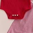 thumbnail image 6 of UngA Toddler Baby Boy Valentines Outfit Newborn Solid Long Sleeve Romper+Heart Overall Pants+Hat Infant Boys Fall Winter Spring Outfit (Red,6-12 Months), 6 of 7