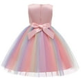 thumbnail image 2 of Little Girl's Sequin Sleeveless Mesh Rainbow Dress for Wedding Party, 2 of 3