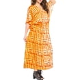thumbnail image 5 of HAPPY BAY Women's Loungewear Relaxed Fit Slit Dress Caftan Maxi Robe Nightwear 2X-3X Mustard-AC638, 5 of 5