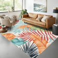 thumbnail image 3 of Machine Washable 4x6 Area Rug Non-Slip Non-Shedding Modern Imitation Print Low Pile Leaf Carpet Foldable Stain-Resistant Guest Room, 3 of 7