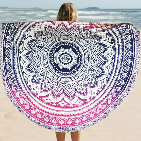 

Fader Color Round Tippet Tablecloth Summer Beach Towel Round Yoga Mat