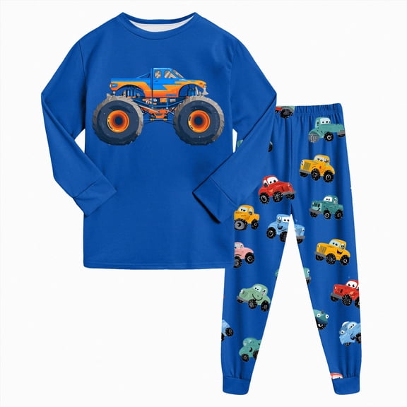 NOLDARES Toddler Kid Boy Clothes 2-Piece Graphic Print Long Sleeve Tee Sweatshirt Tops Elastic Waist Joggers Pants Fall Winter Outfits Clothing(Blue,1-2 Y)