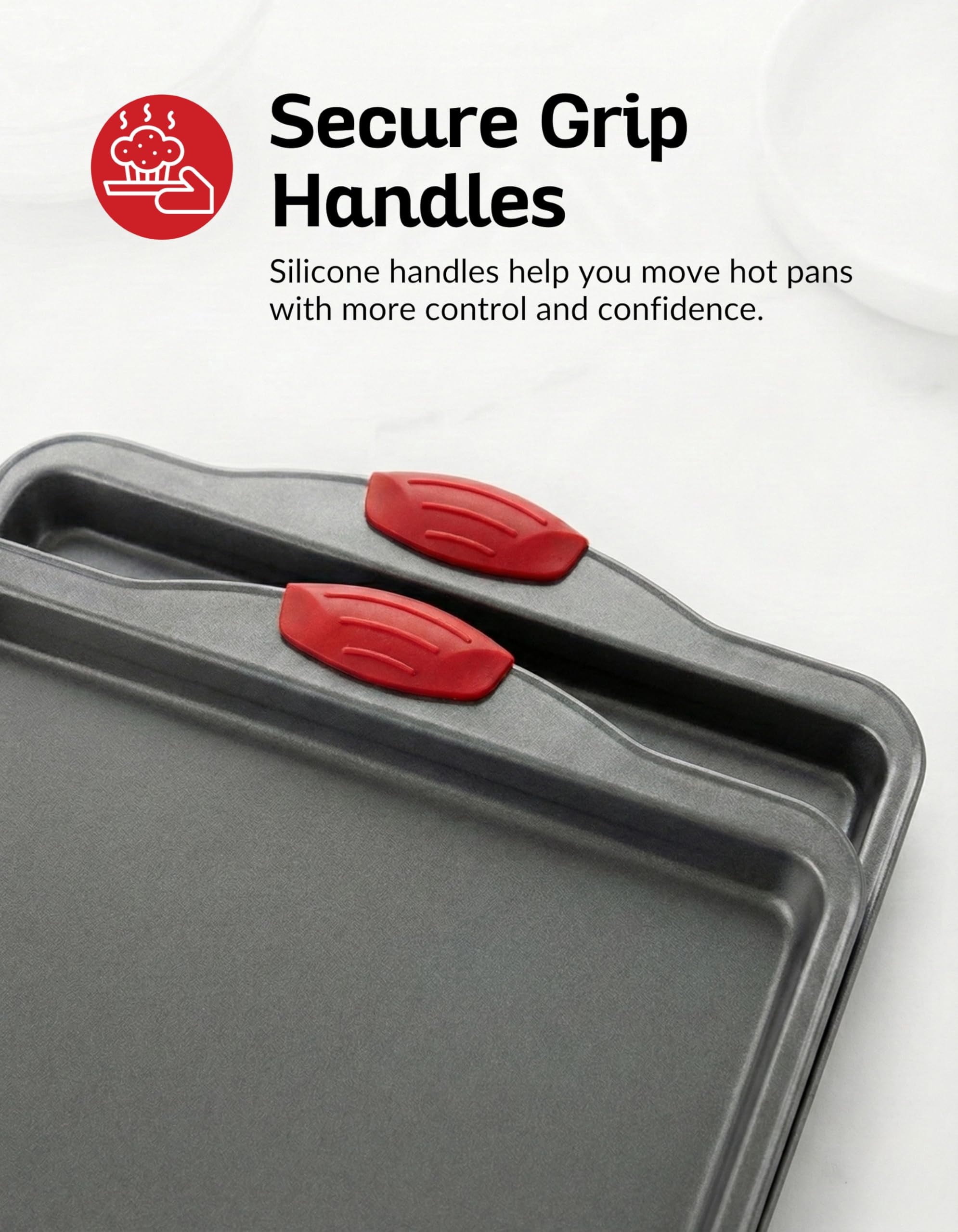 Nonstick Baking Sheet Pans - Set Of 3  Heavy-gauge Carbon Steel Warp Dent And Rust-resistant Gourmet Rimmed Half Cookie Trays For Exceptional Performance