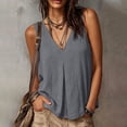 thumbnail image 7 of Noric Women's Cotton Tank Tops Sleeveless V-Neck Summer Casual Flowy High Low Hem Pleated Front Loose Fit Blouse, 7 of 7