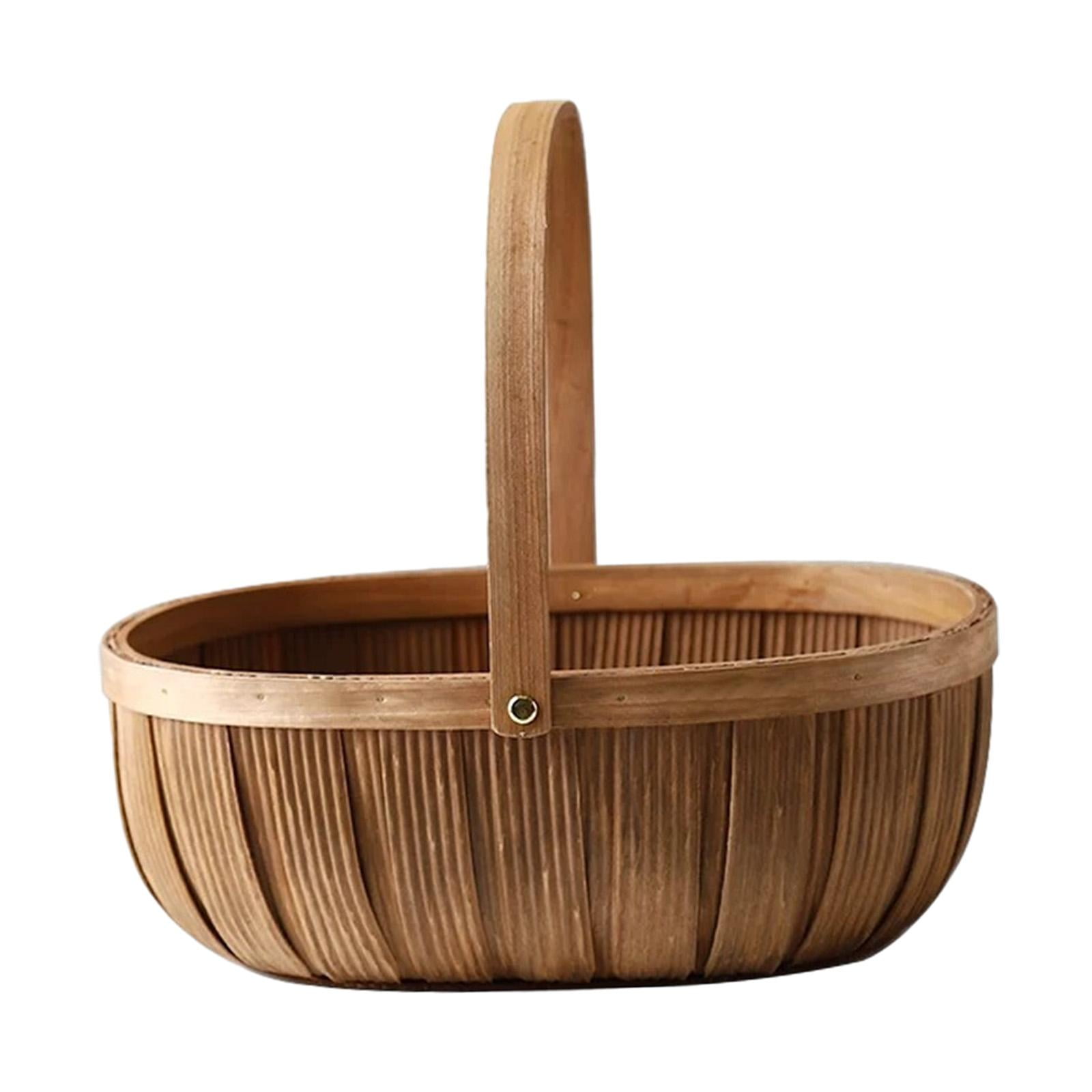 TISHITA Wooden Bread Basket Fruit Basket Wicker Woven Kitchen Cabinet Organizer Easter Basket for Bath Toy Kids Toys Versatile Sturdy Size S