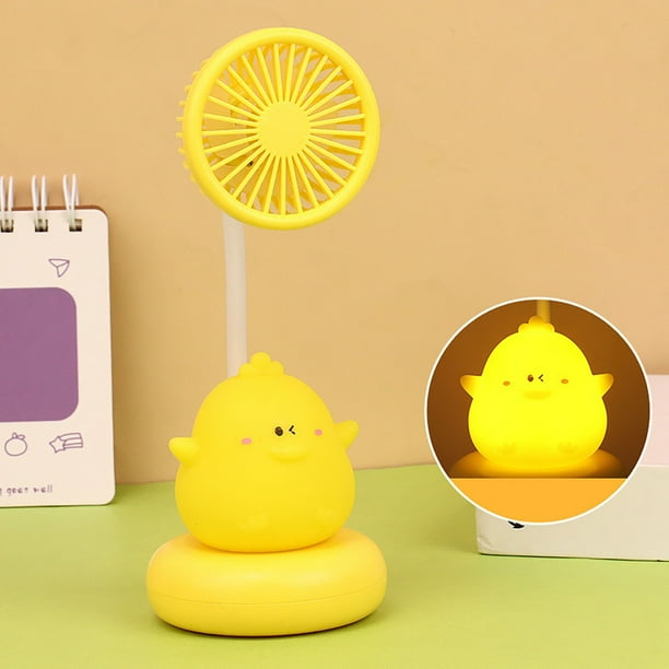 Mini ventilador USB de escritorio con luz nocturna - batería recargable de 400mAh, velocidad ajustable, ventilador portátil de refrigeración para escritorio y hogar
