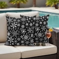 thumbnail image 4 of Snowflake Black Outdoor Waterproof Pillow Covers, Christmas Winter Snowfall Xmas Holiday Decorative Square Throw Pillowcase Sofa Cushion Sham for Patio/Couch/Chair, 18"x18" 2 Pack, 4 of 8