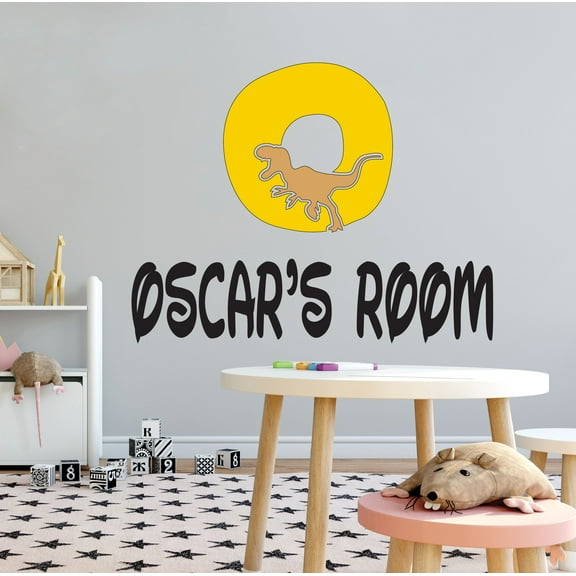 DINO LETTER O - Vinyl Kids Playroom Multicolored Jurassic Themed Dinosaur Silhouette Decoration Sticker Letter O Alphabet Customized Name Wall Decal 10" x 8"