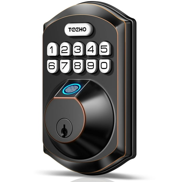 TEEHO TE002 Cerradura de puerta con huella digital - Cerradura de puerta de entrada sin llave - Cerrojo con teclado electrónico - Cerraduras inteligentes para puerta delantera - Cerradura automática -