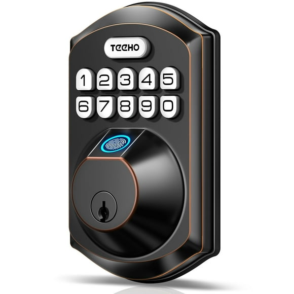 TEEHO TE002 Cerradura de puerta con huella digital - Cerradura de puerta de entrada sin llave - Cerrojo con teclado electrónico - Cerraduras inteligentes para puerta delantera - Cerradura automática -