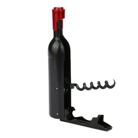 

MRULIC 2 In 1 Opener Wine Corkscrew Waiter Bottle Beer Cap Opener Black