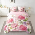 thumbnail image 2 of Castle Fairy Pink Floral Rose Bedding Comforter Set 7-Piece for Teens Female Girls,Flying Butterflies King Bedding Sets,Spring Garden Ultra Soft Bed Sheets,Ultra Soft Home Decor,Reversible, 2 of 8
