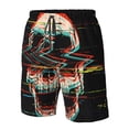 thumbnail image 6 of Uemuo Glitch Screaming Skull Pattern Men's Swim Trunks Hawaiian Beach Bathing Suit Swimsuits Beach Quick-Dry Shorts with Pockets-Small, 6 of 9