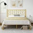 thumbnail image 3 of Allewie Gold Queen Size Modern Metal Platform Bed Frame with Vintage Headboard and 12" Under-bed Storage, 3 of 9
