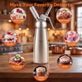 thumbnail image 4 of M Buder Whipped Cream Dispenser, Whip Cream Maker 500mL for Desserts Gourmet Cream Whipper with 3 Decorating Nozzles, Cleaning Brush, Silver, 4 of 9