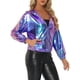 thumbnail image 4 of CHAQUETA METÁLICA BRILLANTE CON CAPUCHA Holográfica para Mujeres INSPIRE CHIC de Manga Larga y Cremallera XL Azul Púrpura, 4 of 5