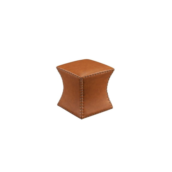 KB 3216-BR 17 x 15 x 15 in. Faux Leather Square Ottoman - Brown