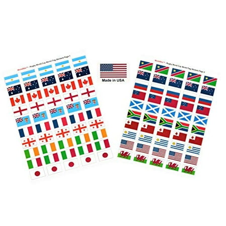 Made in USA! 100 Stickers Representing The 2019 Rugby World Cup Teams; 1.5