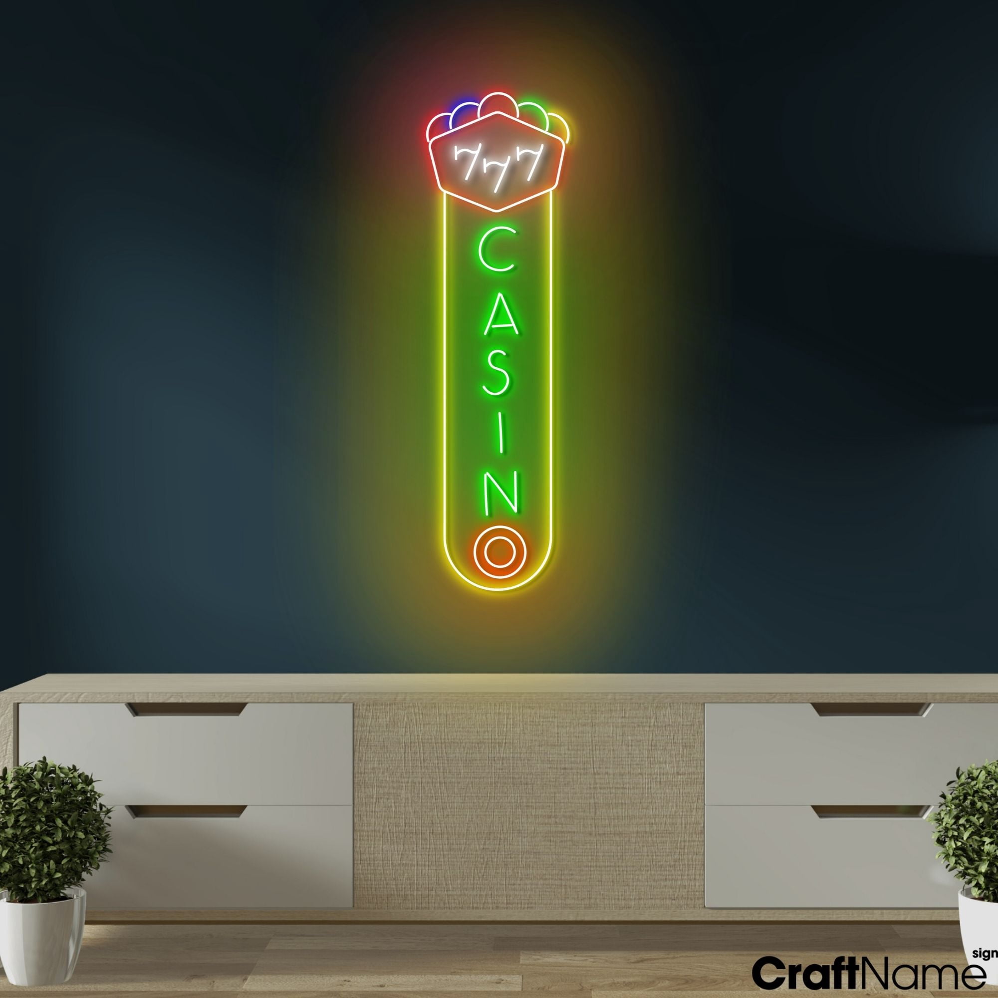 Craftnamesign Casino Neon Signboard, Open Led Light For Casino Wall Art, Casino Bar Lounge Sign