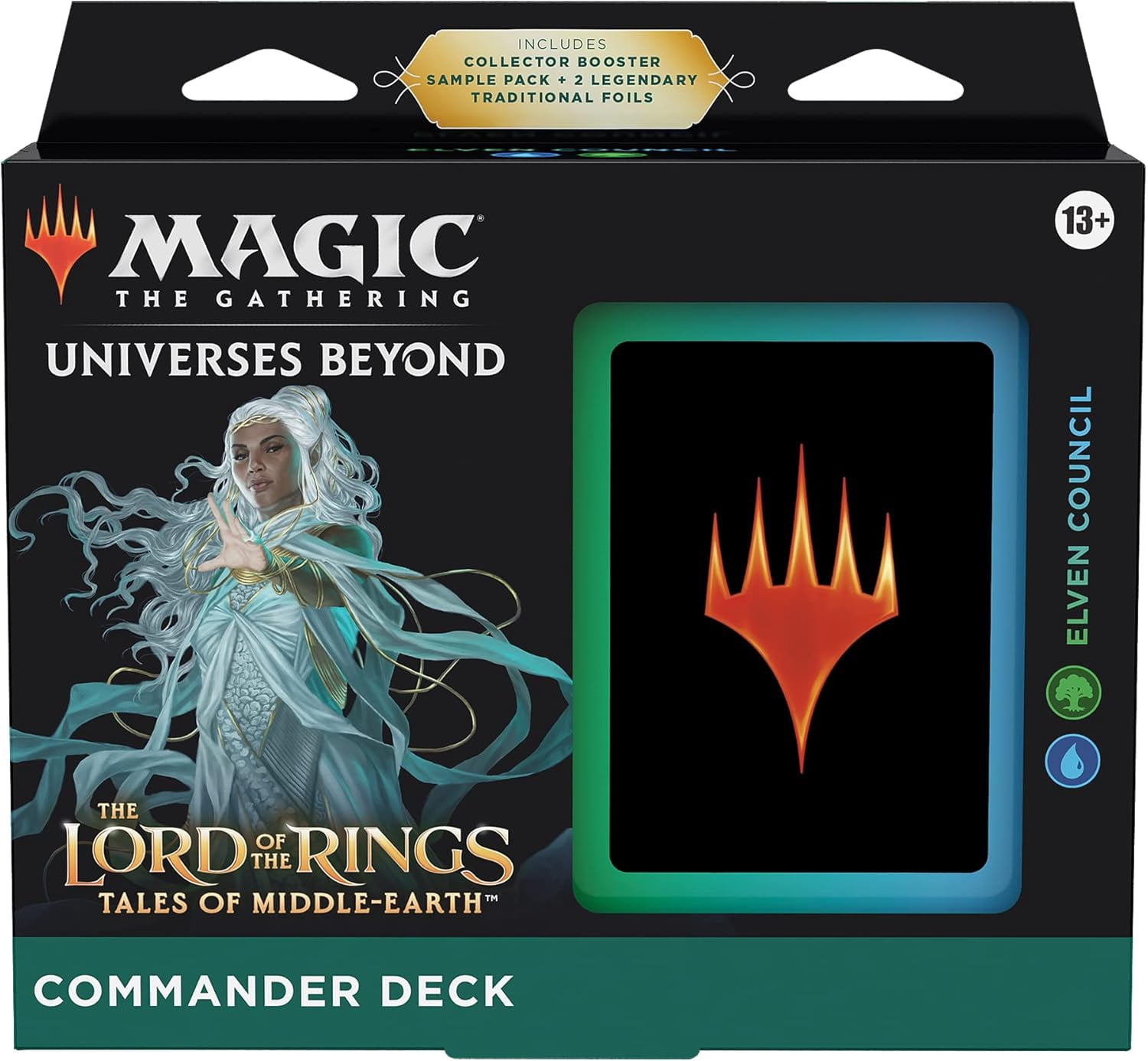 Magic The Gathering The Lord of The Rings: Tales of Middle-Earth Commander Deck Elven Council + Collector Booster Sample Pack