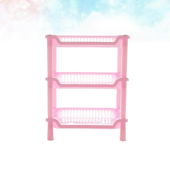 HONITANO Adjustable Space-saving Storage Shelf 1Pcs Pink Plastic For Bathroom And Kitchen 14.2x10.6x7.1in