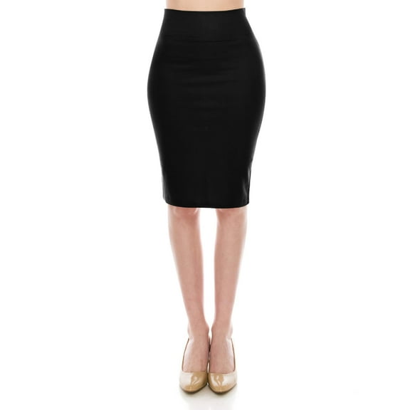 Women's High Rise Knee-Length Pencil Skirt with Slit