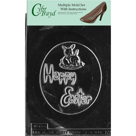 

Large Oval Happy Easter Chocolate Candy Mold with Exclusive Cybrtrayd Copyrighted Molding Instructions Pack of 3