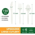 thumbnail image 2 of 100% Compostable Cutlery Set,150pcs (50 Forks,50 Spoons,50 Knives) Disposable Cornstarch Utensils Heavy Duty BPI Certified Eco-Friendly Party Supplies No Plastic, Ivory White, 2 of 4