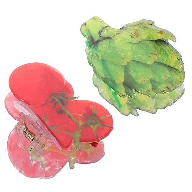 Cute Plant Hair Claw Clips Acrylic Veggie Themed Hair Accessories For Girls Themed Parties 2Pcs