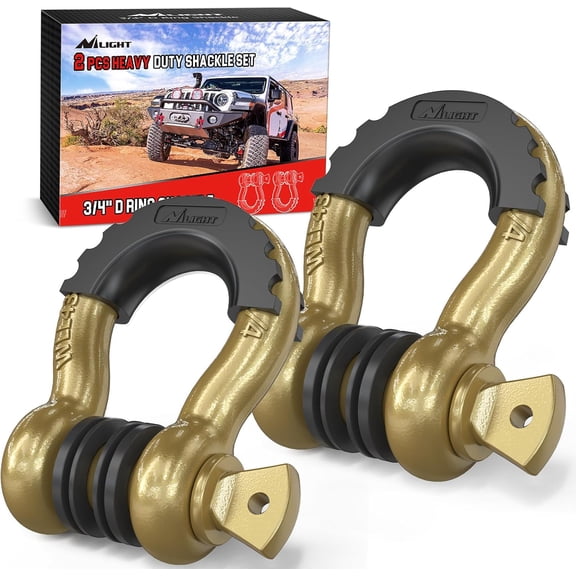 Nilight 2 Pack 3/4" D-Ring Shackle with 7/8" Screw Pin 41,887lbs Break Strength, Heavy Duty Off Road Recovery Shackle with Isolators Washers for Use with Tow Strap, Winch, Off-Road Truck Vehicle
