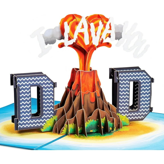 3D Fathers Day Pop up Greeting Card, I Lava You Dad, For Father, Husband, Grandfather, Anyone, All Occasion - 5" X 7" Cover - Includes Envelope And Note (Lava With Greeting)