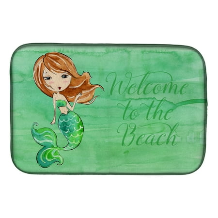 

Caroline s Treasures Mermaid Welcome Green Dish Drying Mat