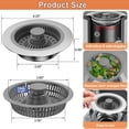 thumbnail image 7 of 3 in 1 Kitchen Sink Plug and Strainer Combo, Kitchen Sink Strainer Stopper Pop-Up Sink Plug Replacement, Stainless Steel Anti-Clogging Sink Strainer Plug for 2.8-3.15inch Sink Drain, 7 of 7