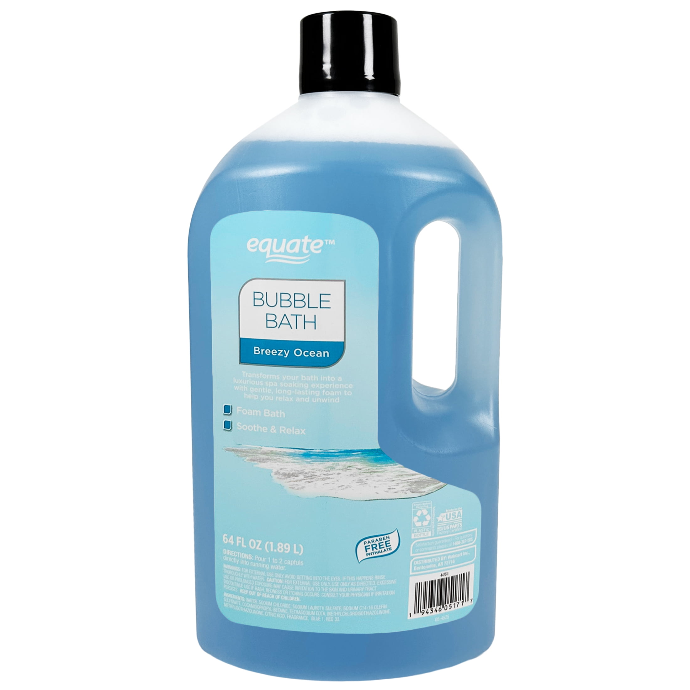(4 pack) Equate Bubble Bath, Breezy Ocean, 64 fl oz